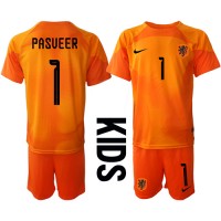 Maglie da calcio Olanda Remko Pasveer #1 Portiere Seconda Maglia Bambino Mondiali 2022 Manica Corta (+ Pantaloni corti)